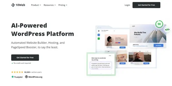Screenshot of 10Web
