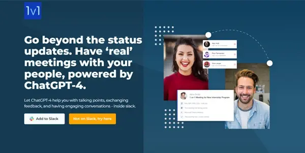 Screenshot of 1v1 Meetings for Slack