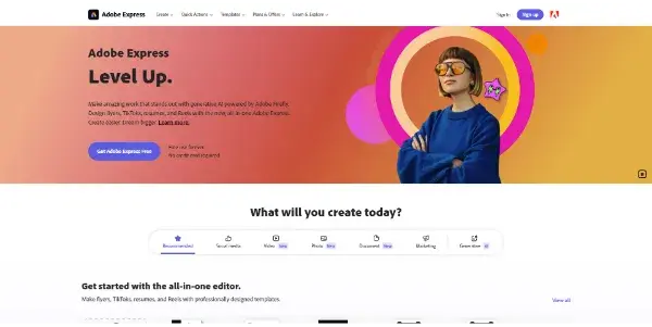 Screenshot of Adobe Express