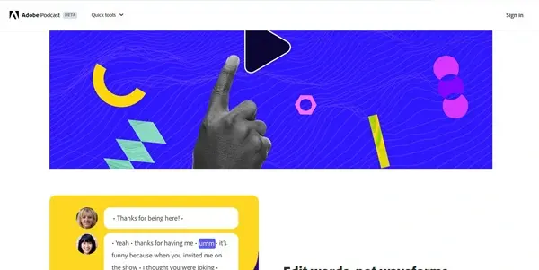 Screenshot of Adobe Podcast