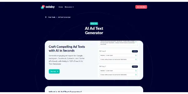 Screenshot of AI Ad by ADSBY