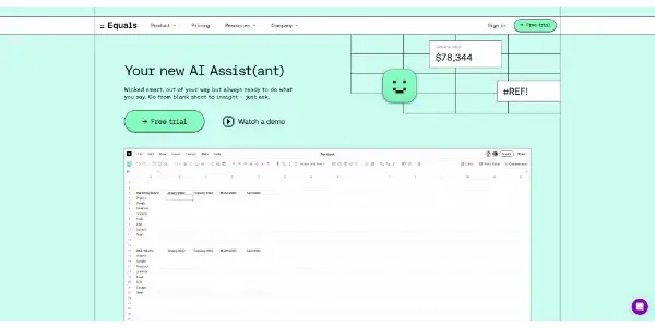 Screenshot of AI Assist by Equals