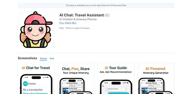 Screenshot of AI Chat Travel Assistant