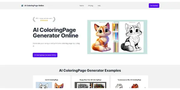 Screenshot of AI ColoringPage Online