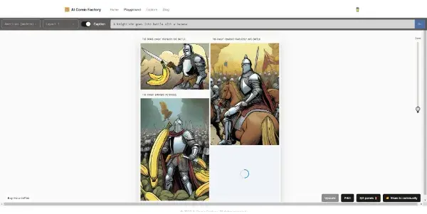 Screenshot of AI Comic Factory