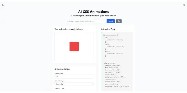 Screenshot of AI CSS Animation