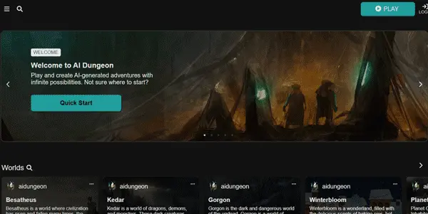 Screenshot of AI Dungeon