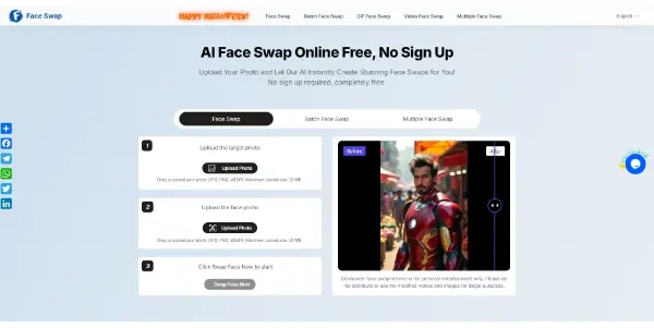 Screenshot of AI Face Swapper