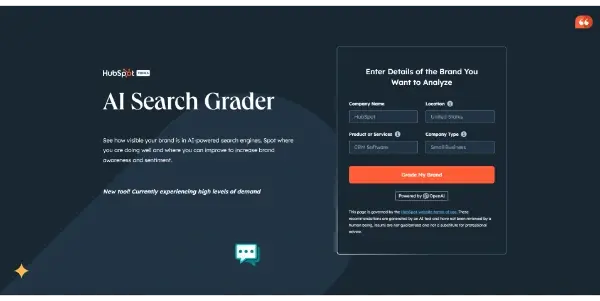 Screenshot of AI Search Grader