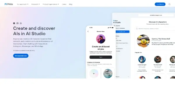 Screenshot of AI Studio by Meta