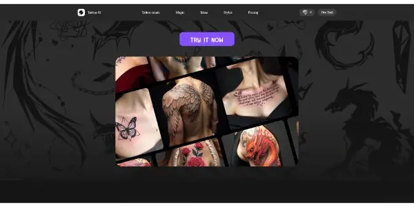 Screenshot of AI Tattoo Generator