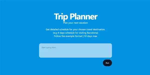 Screenshot of AI Trip Planner