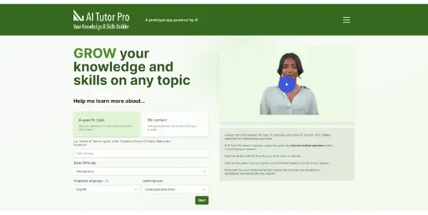 Screenshot of AI Tutor Pro