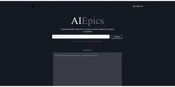 Screenshot of AIEpics