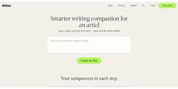 Screenshot of Aithor