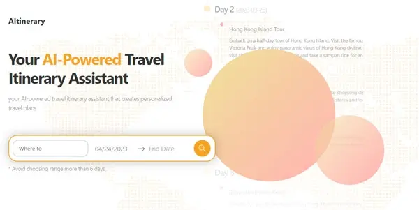 Screenshot of Aitinerary