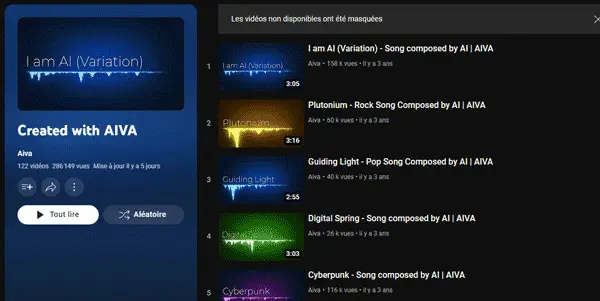 Screenshot of AIVA