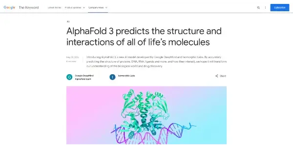 Screenshot of AlphaFold 3 (Google DeepMind)