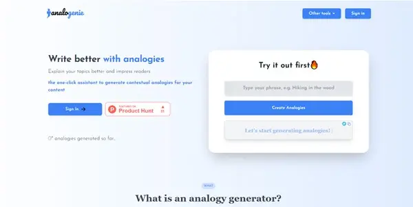Screenshot of Analogenie