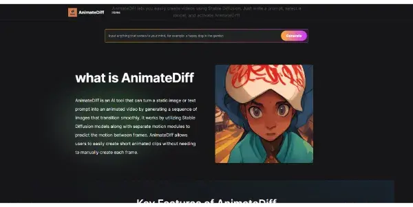 Screenshot of AnimateDiff