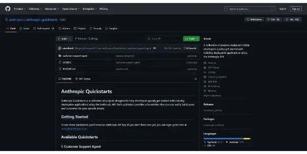 Screenshot of Anthropic Quickstarts