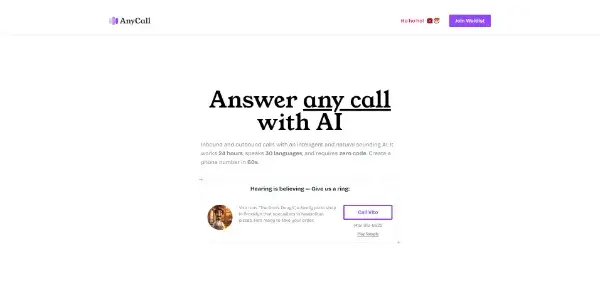 Screenshot of AnyCall.ai