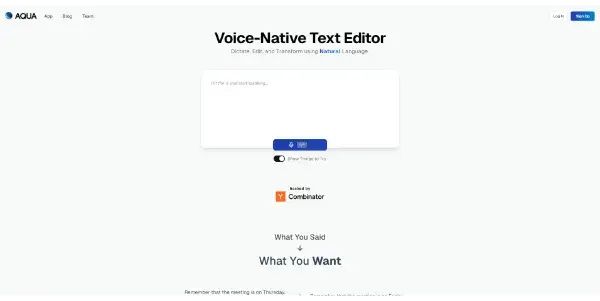 Screenshot of Aqua Voice