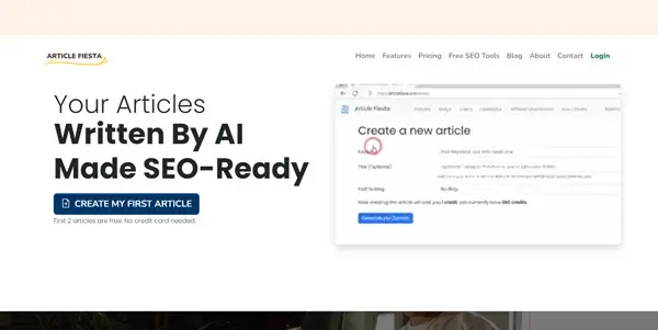 Screenshot of Article Fiesta