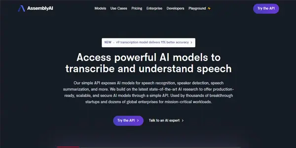 Screenshot of Assembly AI