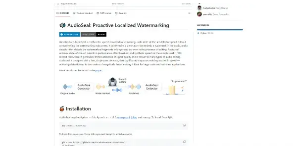 Screenshot of AudioSeal by Meta AI