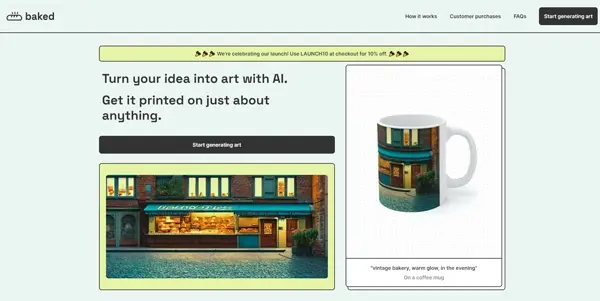 Screenshot of Baked AI