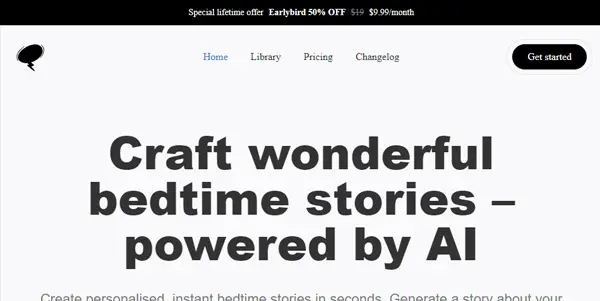 Screenshot of BedtimeStory AI