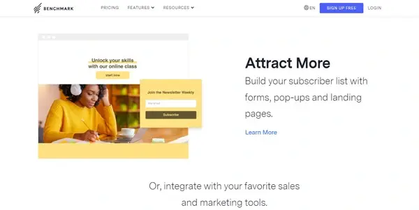 Screenshot of Benchmark Email
