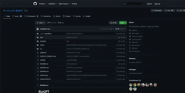 Screenshot of BioGPT