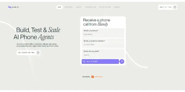 Screenshot of Bland.ai