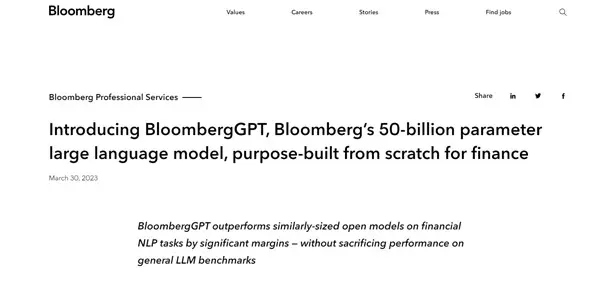 Screenshot of BloombergGPT