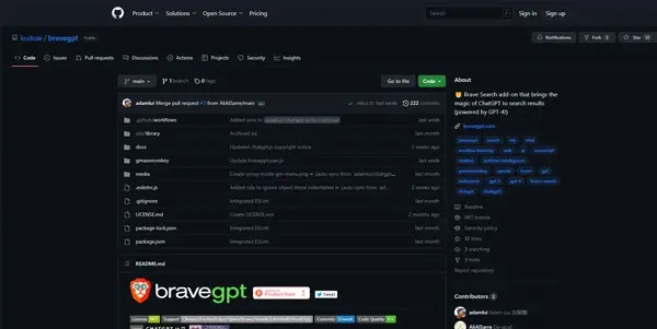 Screenshot of BraveGPT