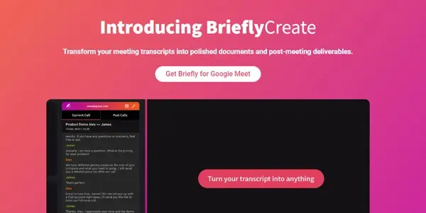 Screenshot of Briefly AI