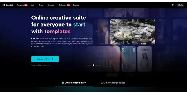 Screenshot of CapCut Online Creative Suite
