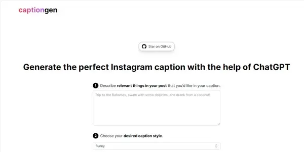 Screenshot of CaptionGen