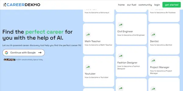 Screenshot of CareerDekho AI