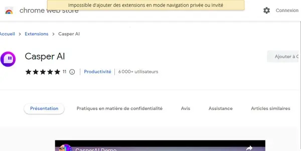 Screenshot of Casper AI