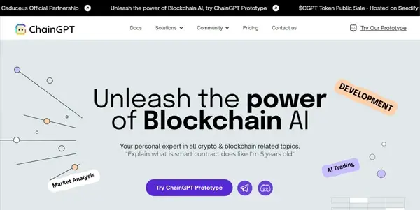 Screenshot of ChainGPT