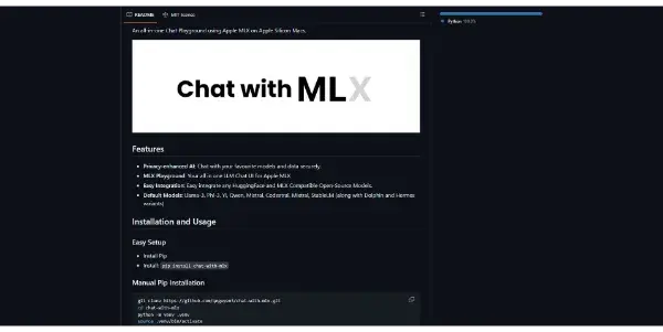 Screenshot of Chat with MLX
