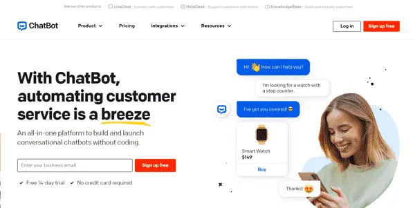 Screenshot of Chatbot AI