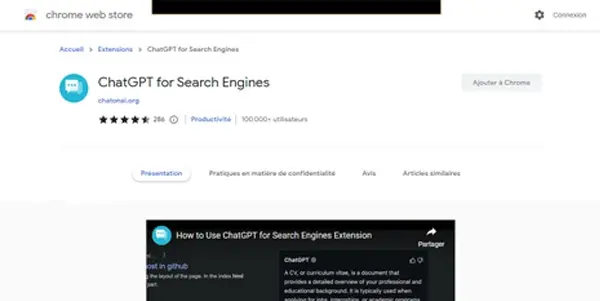 Screenshot of ChatGPT For Search Engine