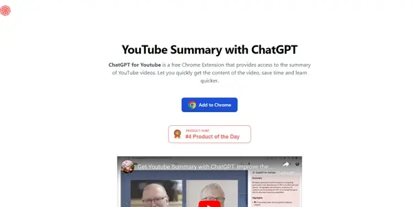 Screenshot of ChatGPT for YouTube
