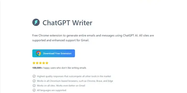 Screenshot of ChatGPT Writer