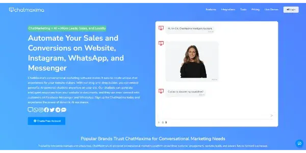 Screenshot of ChatMaxima