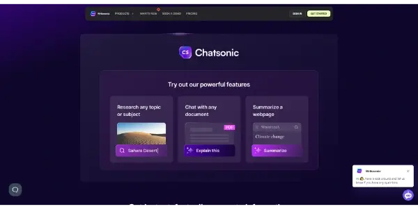 Screenshot of ChatSonic